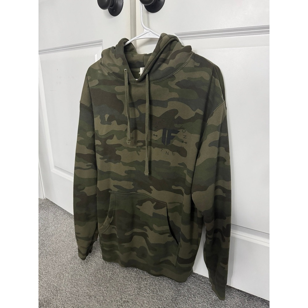 Independent Trading Co Mens Camo Hoodie Innovation Fitness Pullover Green Medium